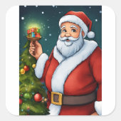 "Santa's Jingle Bell Labels" Quadratischer Aufkleber (Vorderseite)