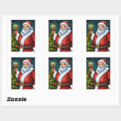 "Santa's Jingle Bell Labels" Quadratischer Aufkleber (Blatt)