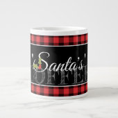 "Santa's" KAFFEE Red & Black Buffalo Kariert Jumbo-Tasse (Vorderseite)