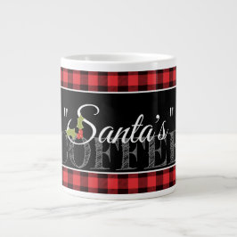 "Santa's" KAFFEE Red & Black Buffalo Kariert Jumbo-Tasse