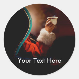 Santas Kaffeepause Runder Aufkleber