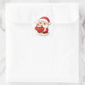 „Santas Kaffeepause“ – Süßer Weihnachtssticker Quadratischer Aufkleber (Tasche)