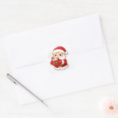 „Santas Kaffeepause“ – Süßer Weihnachtssticker Quadratischer Aufkleber (Umschlag)