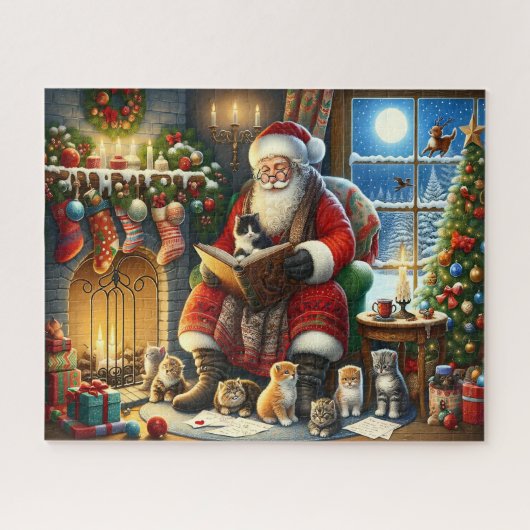 Santas Kätzchen-Geschichtsstunde Puzzle (Horizontal)