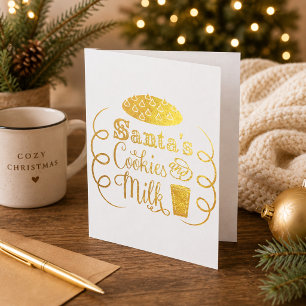 Santas Kekse und Milch Weihnachtliches Folienkarte