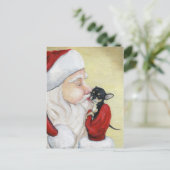 "Santa's Kiss for Chihuahua" Hunde Kunst Postkarte (Stehend Vorderseite)