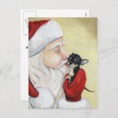 "Santa's Kiss for Chihuahua" Hunde Kunst Postkarte (Vorne/Hinten)