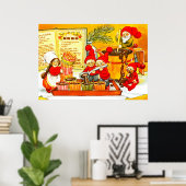 Santas kleine Helfer backen Kuchen Poster (Heimbüro)