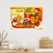 Santas kleine Helfer backen Kuchen Poster (Küche)
