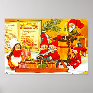 Santas kleine Helfer machen Kuchen Poster
