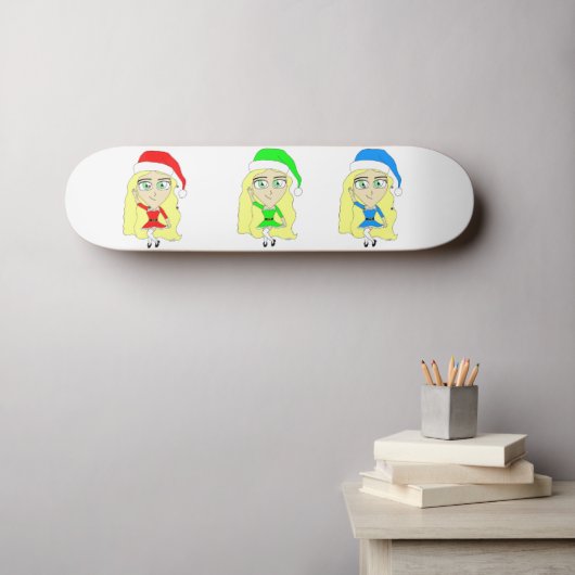 Santas kleine Helfer Skateboard (Wandkunst (Horz))
