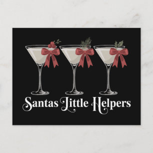 Santas kleine Helfer Weihnachts Martini Cocktails Feiertagspostkarte