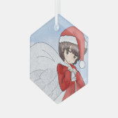 Santa's kleiner Helfer Ornament Aus Glas (Vorderseite Links)