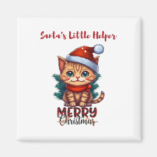 Santa's kleiner Helfer - Süße Katze Frohe Weihnach Magnet