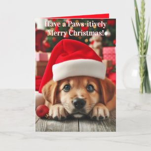 Santa's kleiner Helfer Welpe Feiertagskarte