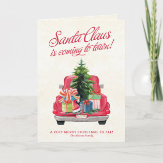Santa's kleiner roter Lkw und Weihnachtsbaum