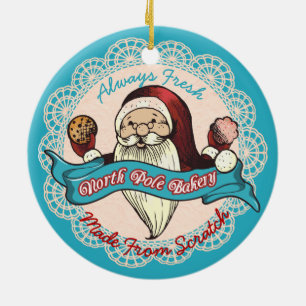 Santas Kochbäckerei Kulinarischer Weihnachtsschmuc Keramik Ornament