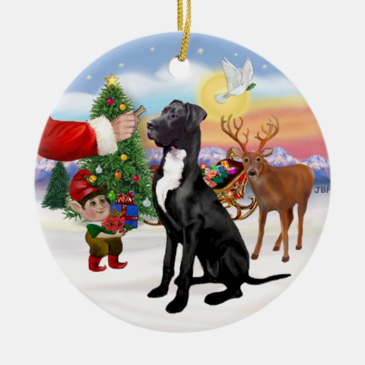 Santas Leckerei - Black Great Dane Keramikornament (Vorne)