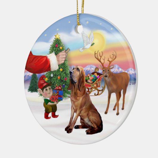 Santas Leckerei - Bluthund Keramikornament (Links)