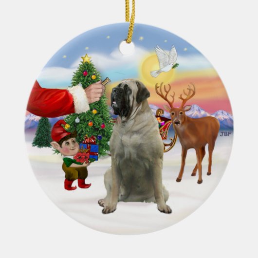 Santas Leckerei - Bull Mastiff Keramik Ornament (Vorne)