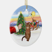 Santas Leckerei - Ruddy Abyssinian cat Keramikornament (Rechts)