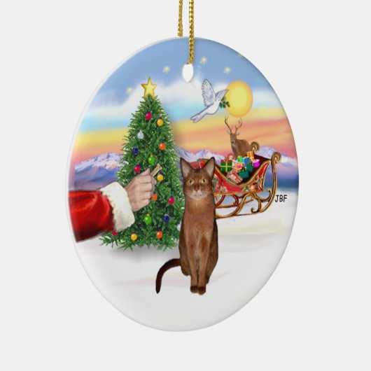 Santas Leckerei - Ruddy Abyssinian cat Keramikornament (Rechts)