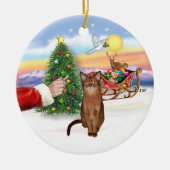 Santas Leckerei - Ruddy Abyssinian cat Keramikornament (Vorne)