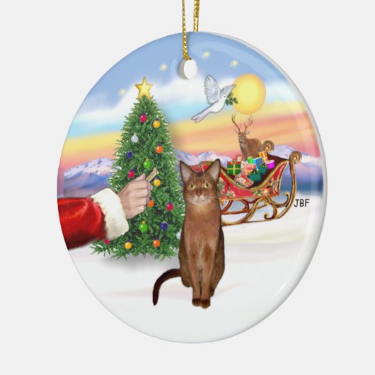 Santas Leckerei - Ruddy Abyssinian cat Keramikornament (Links)