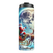 Santas Leuchten über Winterstädten Thermosbecher (Vorderseite)