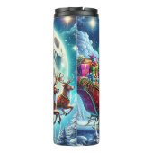 Santas Leuchten über Winterstädten Thermosbecher (Rückseite)