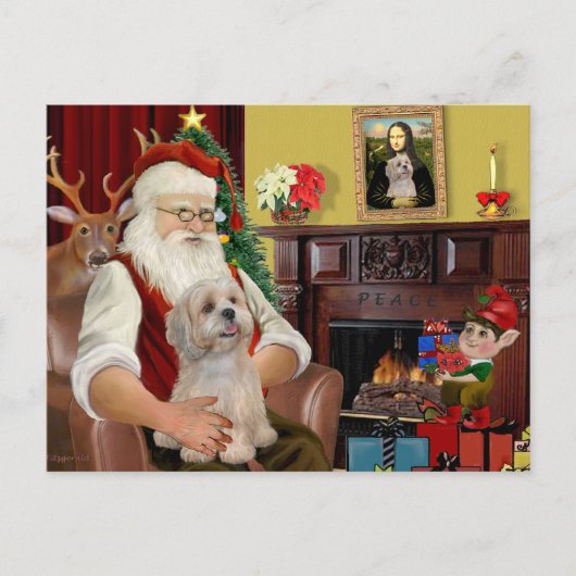 Santa's Lhasa Apso (R2) Feiertagspostkarte (Vorderseite)