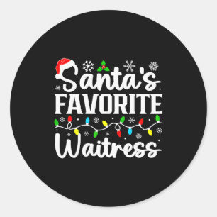 Santas Lieblings Bedienung Lustige Weihnachten Fam Runder Aufkleber