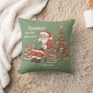 Santas Lieblings-Bucheck Weihnachtsname und Jahr Kissen