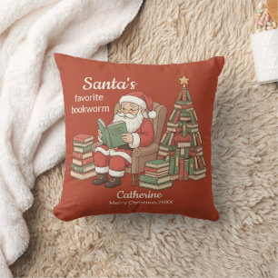 Santas Lieblings-Bucheck Weihnachtsname und Jahr Kissen