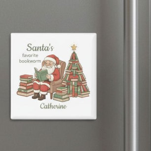 Santa's Lieblings-Bücherwurm-Buch-Weihnachtsbaum Magnet