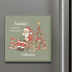 Santa's Lieblings-Bücherwurm-Buch-Weihnachtsbaum  Magnet