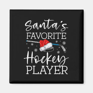 Santas Lieblings-Eishockeyspieler Lustiges Weihnac Magnet