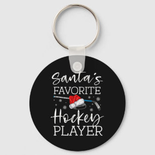 Santas Lieblings-Eishockeyspieler Lustiges Weihnac Schlüsselanhänger