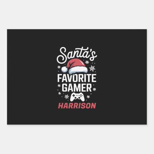 Santas Lieblings-Gamer-Personalisierte Gaming-Weih Geschenkpapier Set (Vorderseite)
