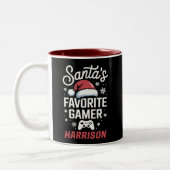 Santas Lieblings-Gamer-Personalisierte Gaming-Weih Zweifarbige Tasse (Links)