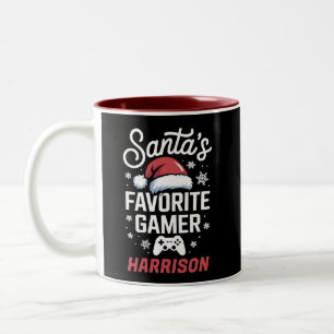 Santas Lieblings-Gamer-Personalisierte Gaming-Weih Zweifarbige Tasse