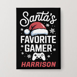 Santas Lieblings-Gamer-Personalisiertes Gaming-Wei Button