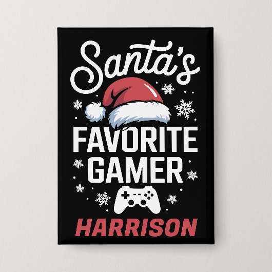 Santas Lieblings-Gamer-Personalisiertes Gaming-Wei Button (Vorderseite)
