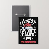 Santas Lieblings-Gamer-Personalisiertes Gaming-Wei Button (Vorderseite/Rückseite)