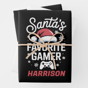 Santas Lieblings-Gamer-Personalisiertes Gaming-Wei Geschenkpapier Set