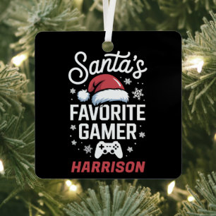Santas Lieblings-Gamer-Personalisiertes Gaming-Wei Ornament Aus Metall