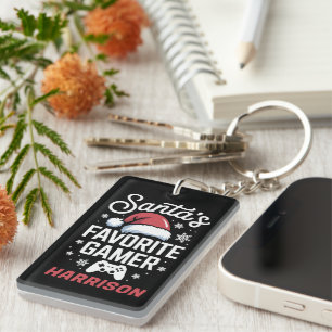 Santas Lieblings-Gamer-Personalisiertes Gaming-Wei Schlüsselanhänger