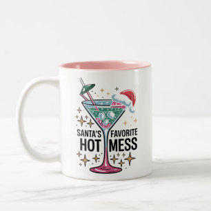 Santas Lieblings-Hot-Mess-Vintage-hässlicher-Weihn Zweifarbige Tasse