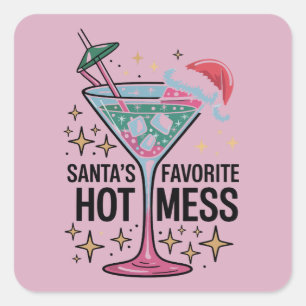 Santas Lieblings-Hot-Mess-Vintage-hässliches-Weihn Quadratischer Aufkleber