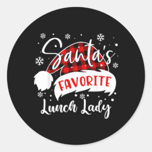 Santas Lieblings-Lunch-Lady-Hut Flanell Weihnachte Runder Aufkleber